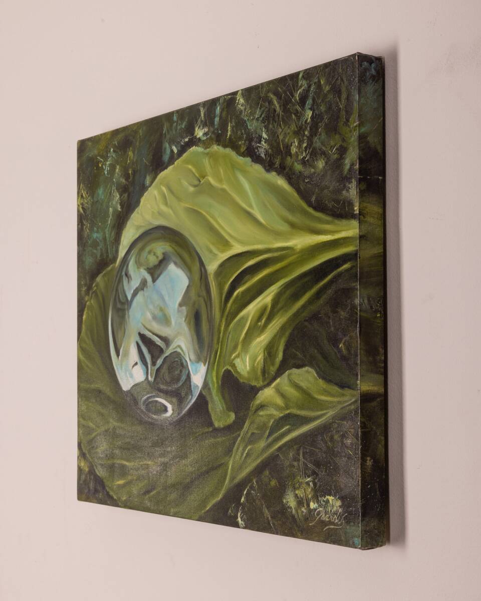 Oil painting on canvas title “palla di vetro” marble series year 2017