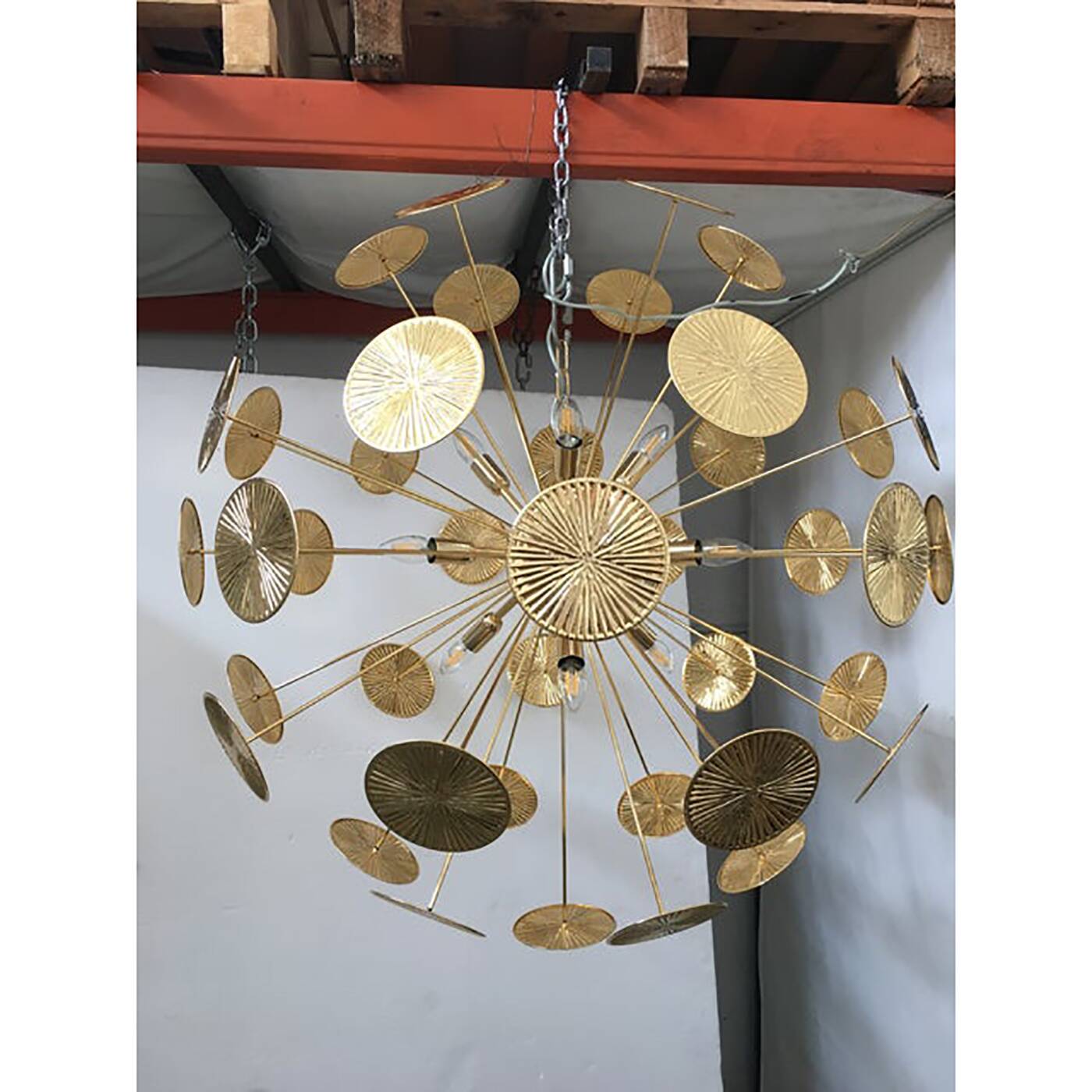 Handmade Hammered Sputnik Candlestick in Gold