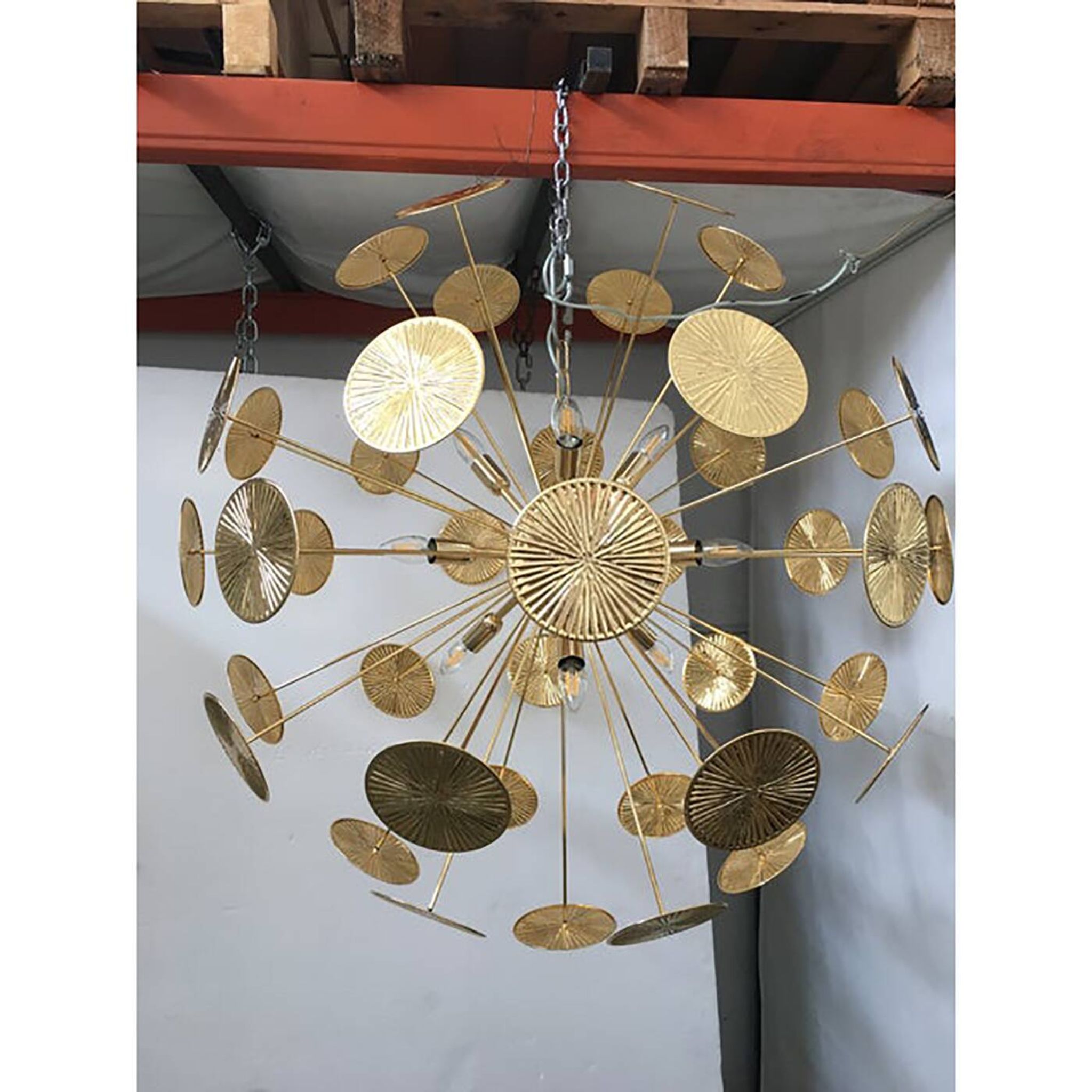 Handmade Hammered Sputnik Chandelier in Gold