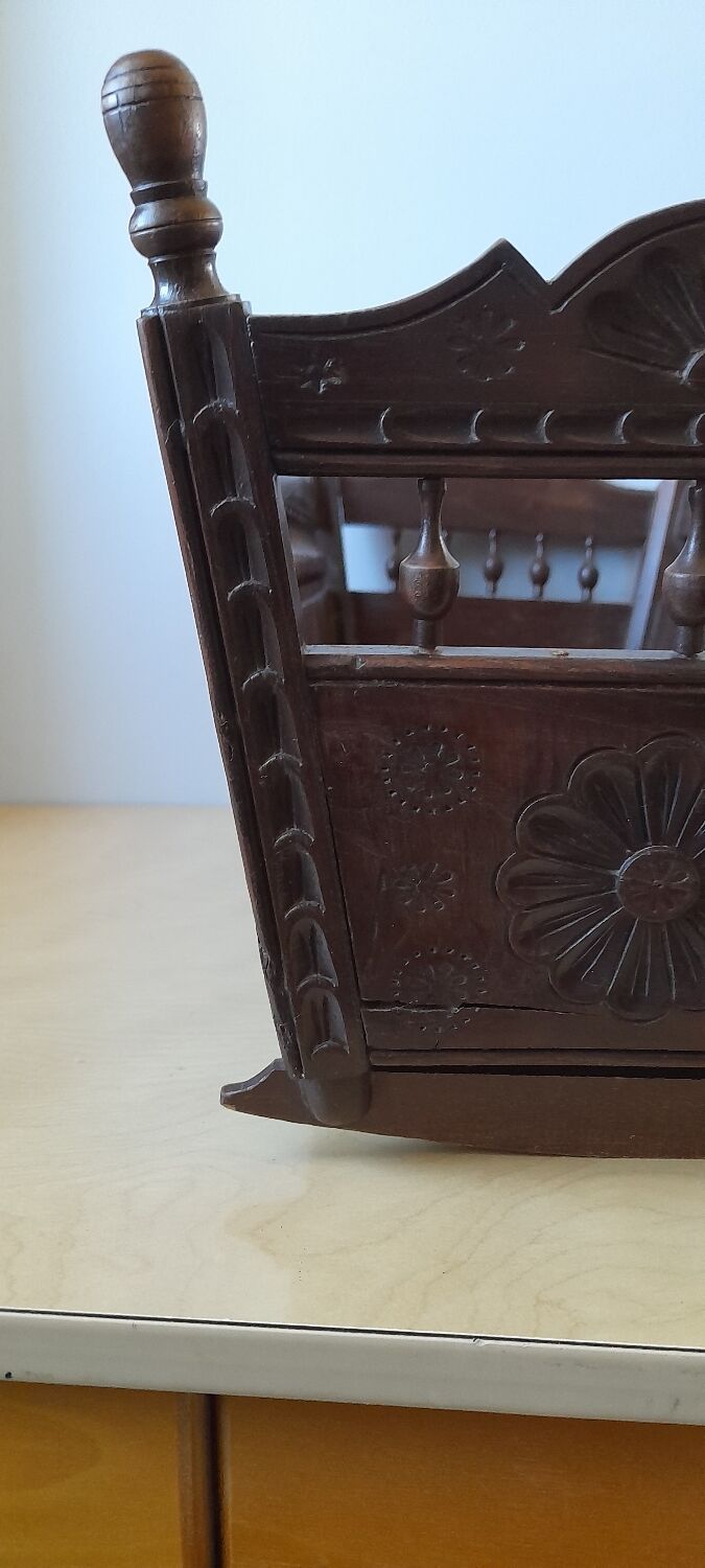 Carved wooden dolls cradle 1900