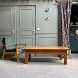 Large vintage coffee table in solid wood (renovated)