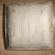 Vintage signed square ceramic plate – speckled cream enamel – 22