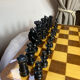 Chess set with wooden board and pieces