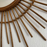 Vntage mirror 1960 rattan sun - 78 cm