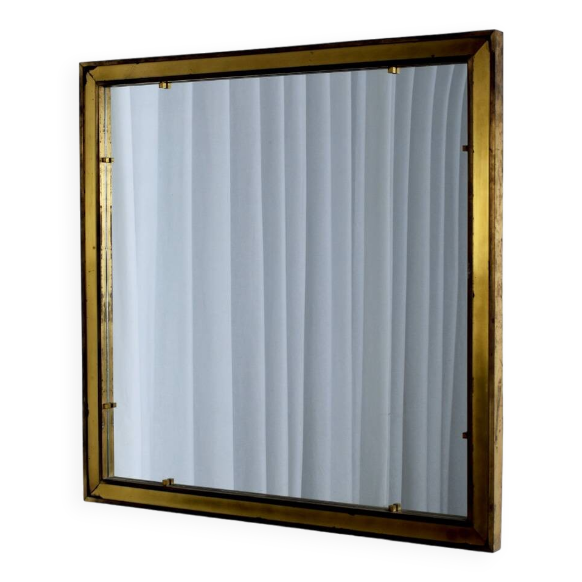 Brass square mirror, 1960s.