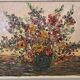 Oil on canvas - Bouquet of flowers with a knife Signed Paul Abouzit