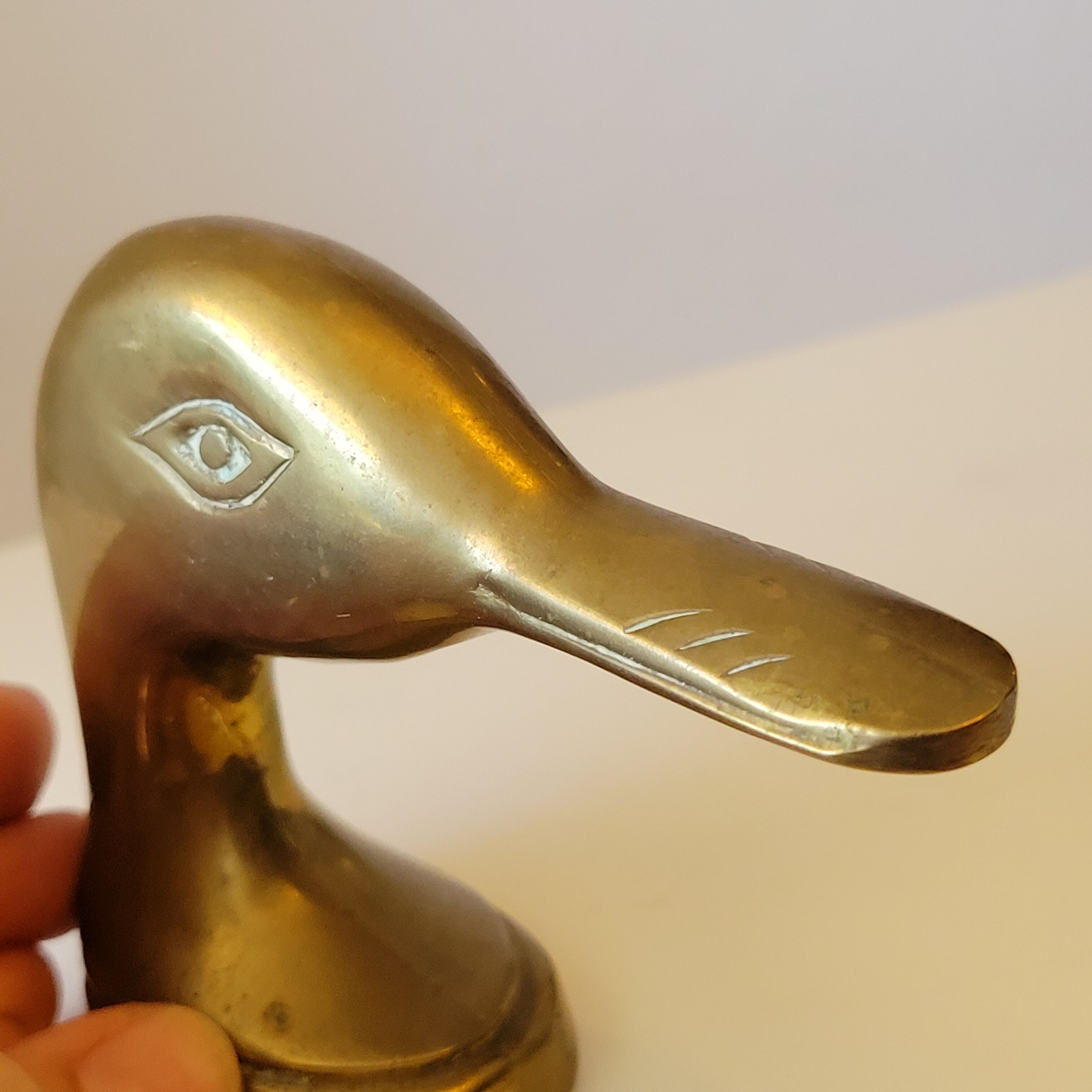 Coat rack wall hook carved brass handle duck head
