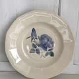 Set of 20 Digoin soup plates, blue rose patterns