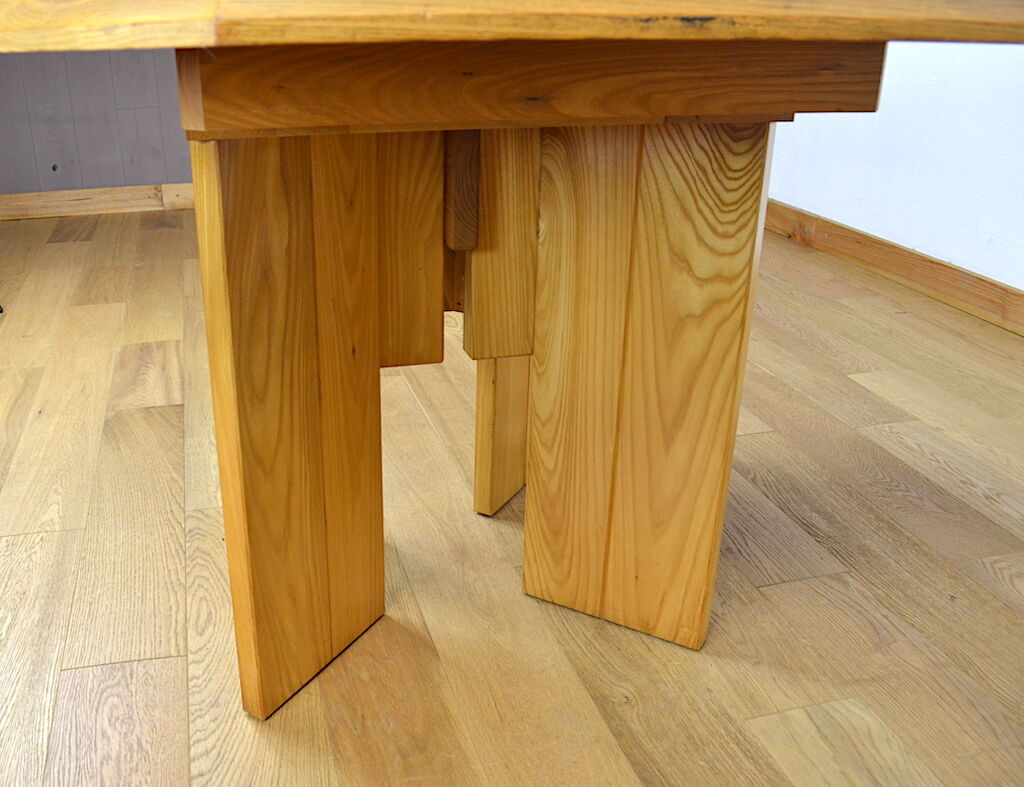 Table de repas en orme vintage Maison Regain, 1980