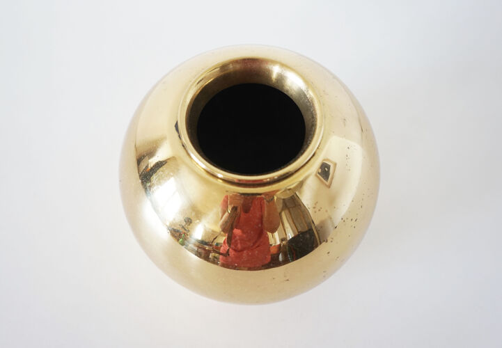 Vintage brass round vase