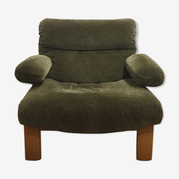 Fauteuil années 60 velours vert