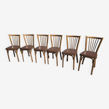 6 chaises bistrot Baumann des années 60