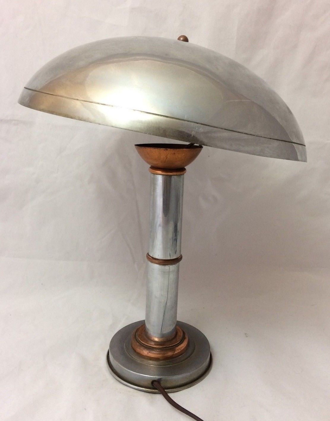 Lampe en chrome 1930 double patine art deco metal doré et cuivre