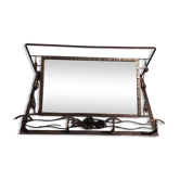 Portemanteau mural art déco 1930 fer forgé 4 patères et miroir biseauté
