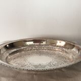 Oval plate in silver metal