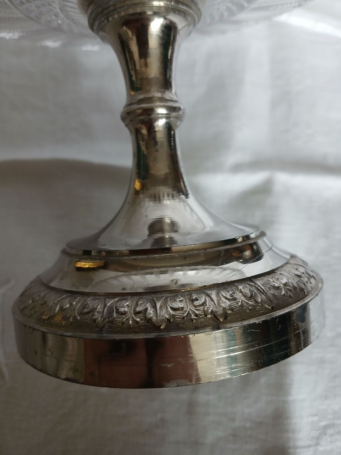 Antique glass and metal fruit bowl