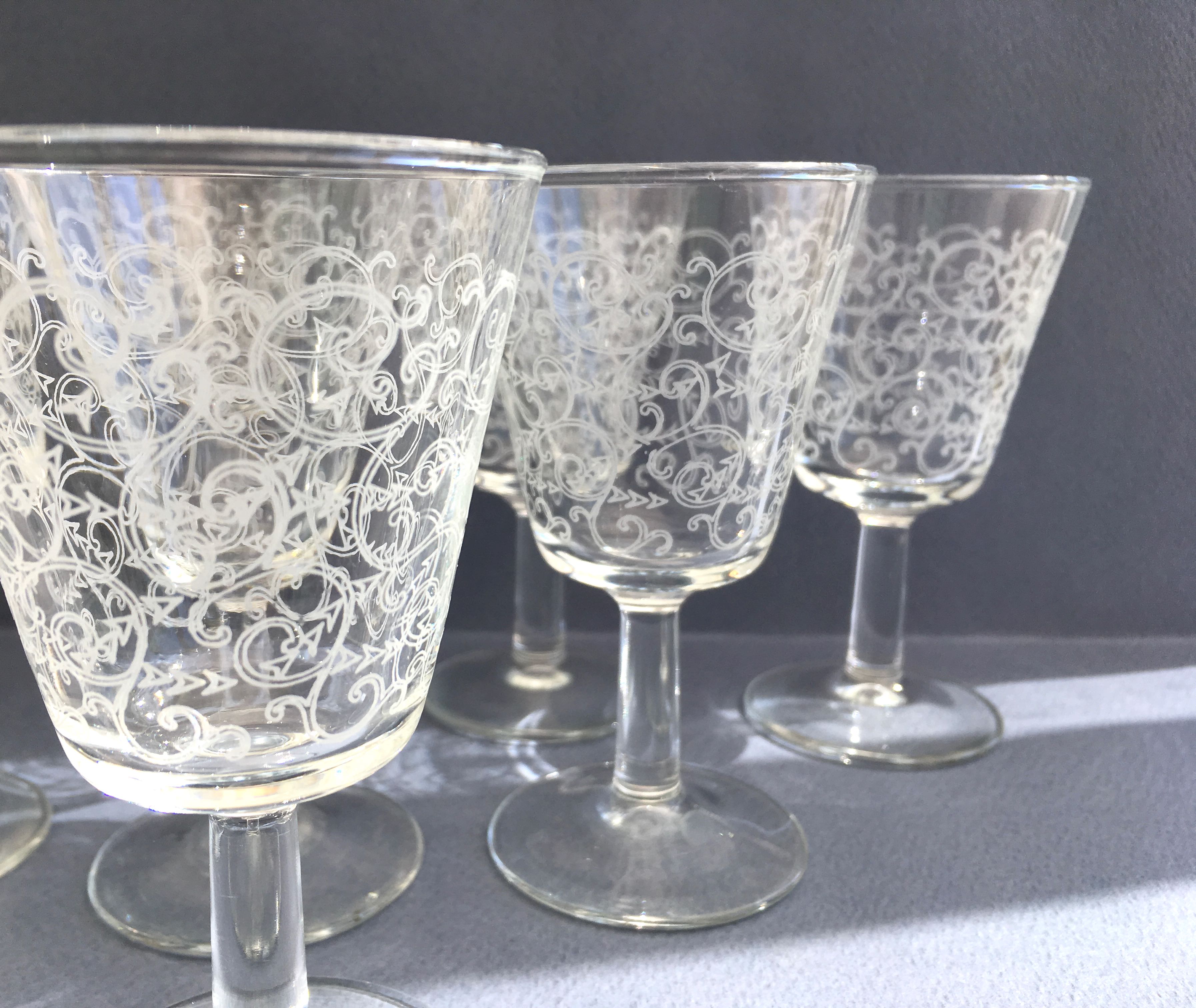 Set de 6 verres à porto ciselés