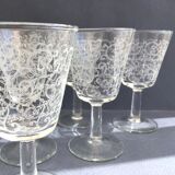 Set of 6 chissed port glasses