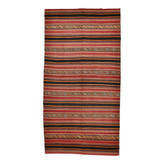 Tapis Kilim vintage rouge doux 6x11, 181x346 cm