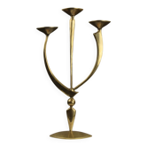 Solid Brass Three-Arm Candelabra — Modernist, 1960s