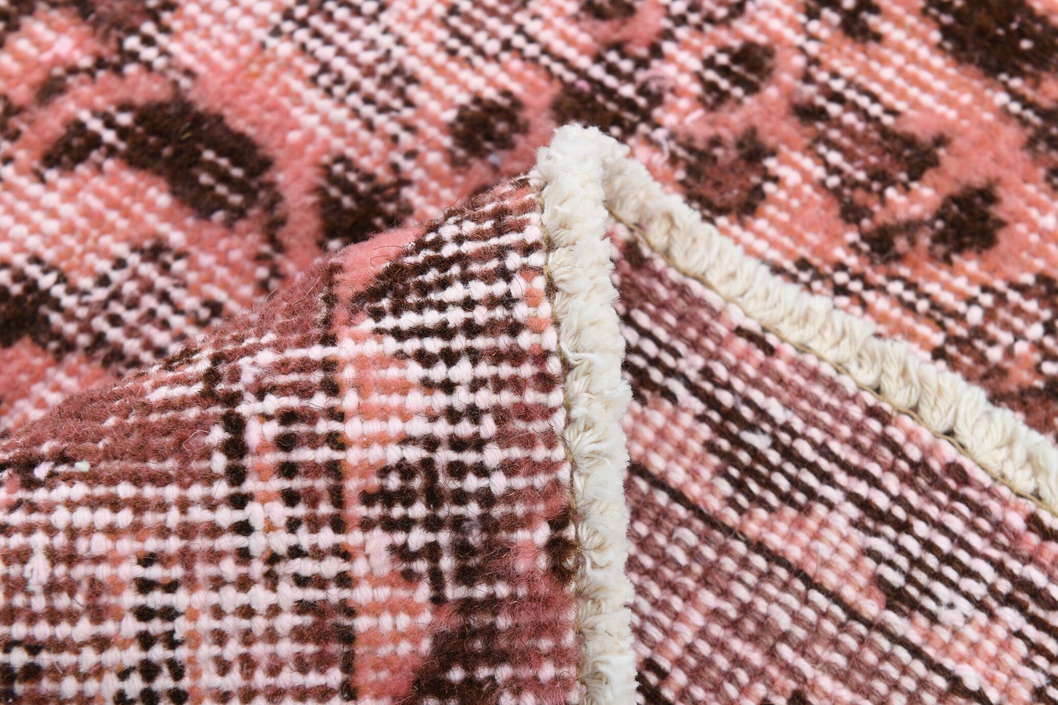 Vintage Pink & Brown Bordered Style Rug, 203x299Cm