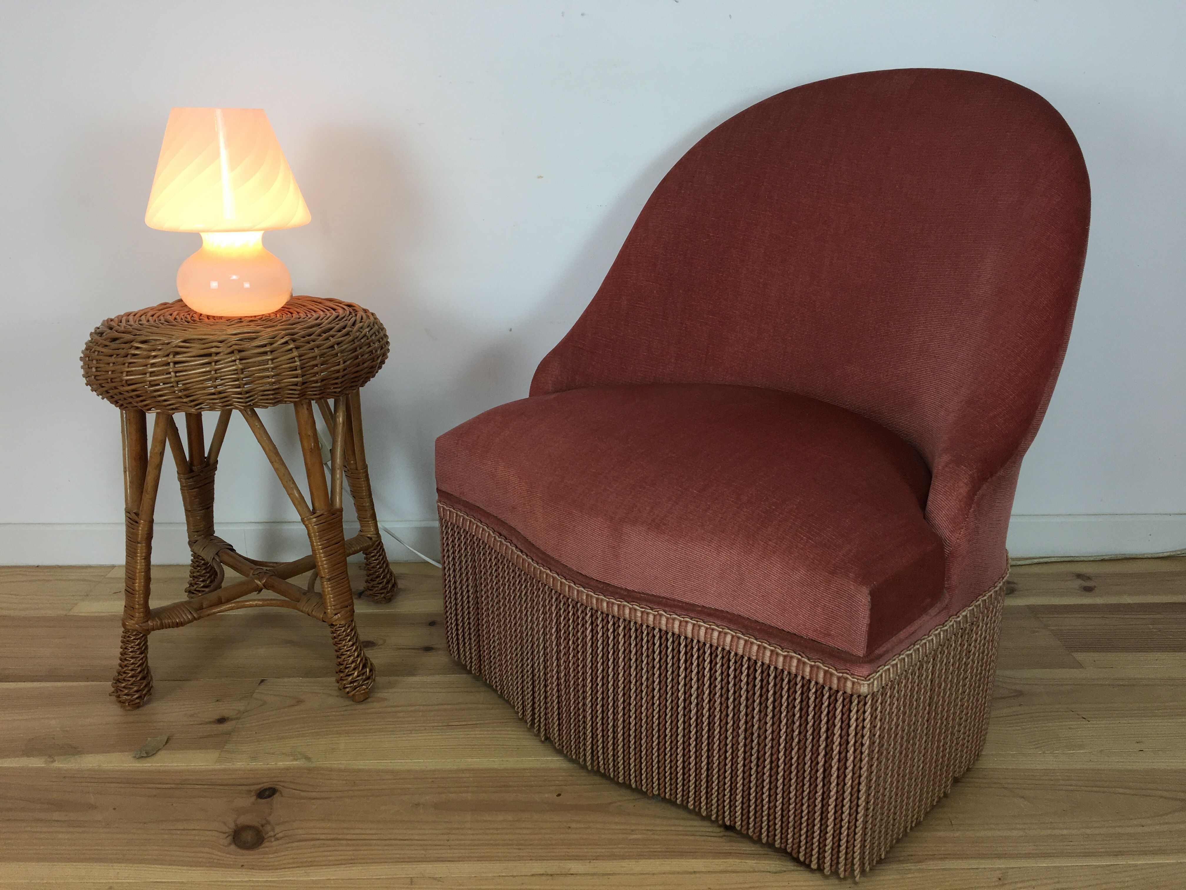 Pink Murano mushroom lamp, 70's
