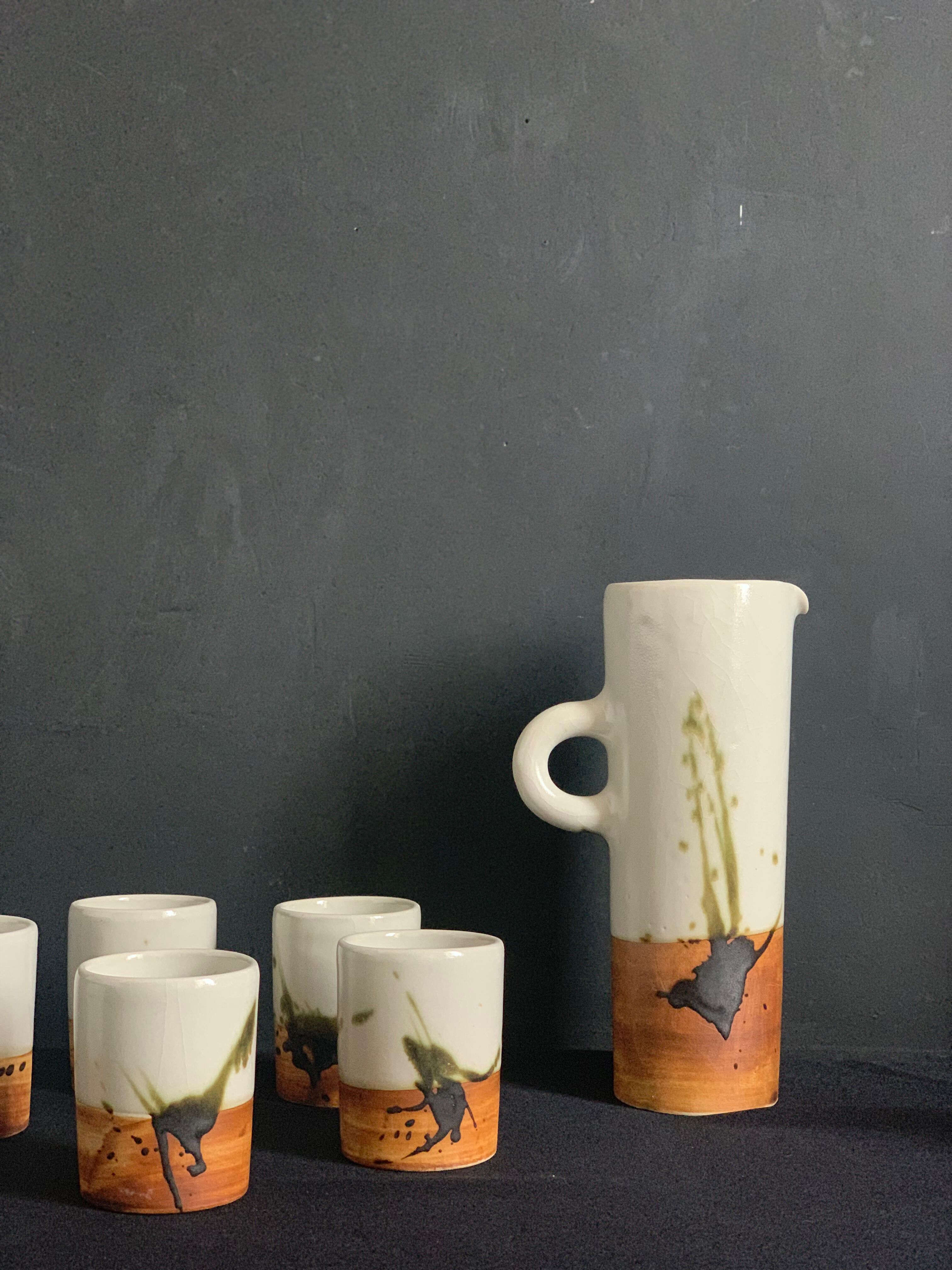 Orangeade service in pottery sandstone of the Colombier