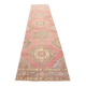 3x12 Pale Red Cream Soft Wool Vintage Runner Rug
