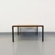 Vintage modernist square coffee table in teak and black metal from the 60s