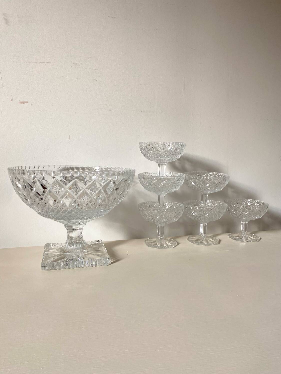 Antique chiseled crystal cups