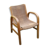 Rattan and wood armchair year 50
