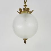 Brass chandelier and engraved glass globe, Louis XV style, 50/60