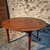 Vintage French round dining table in cherry wood, circa 1920.
