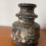 Vase émaillé West Germany brun avec accents bleus