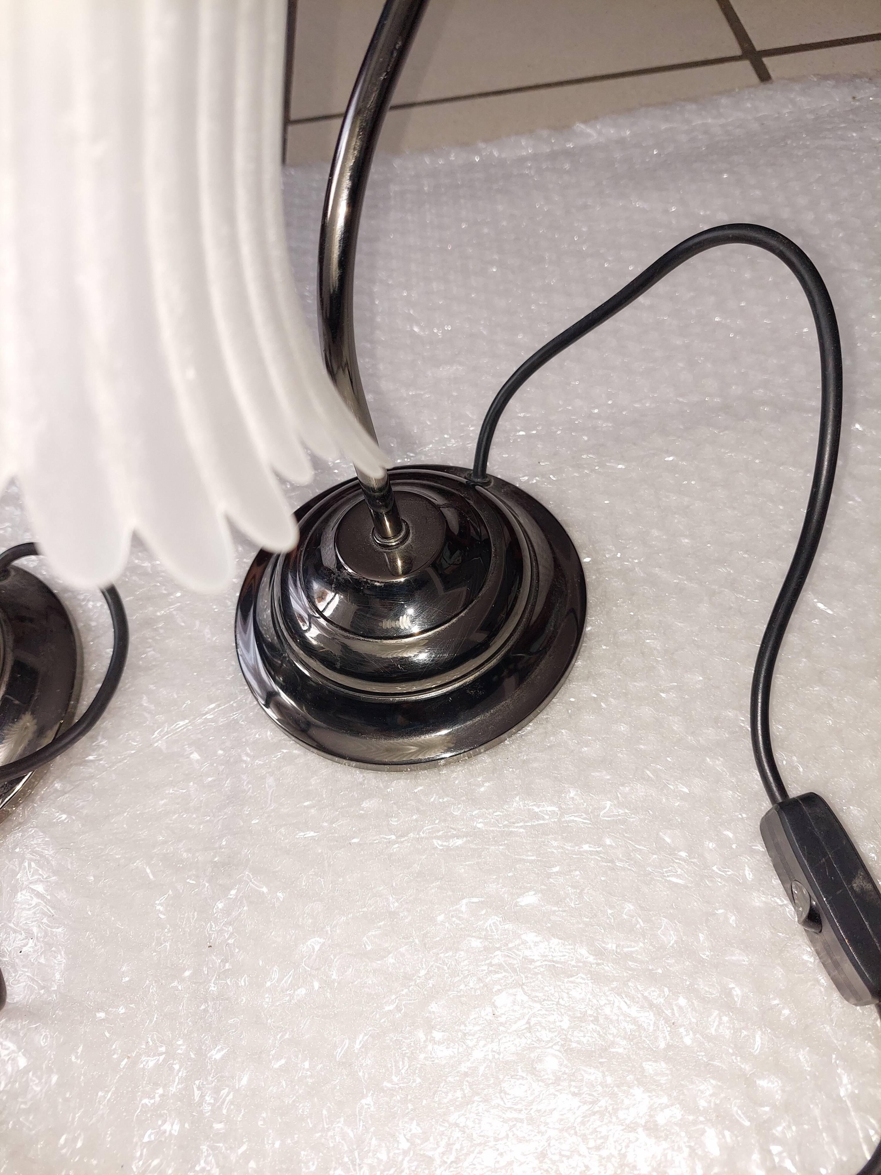 Set of 2 table lamps lampshade in opaline tulip glass Hufnagel Leuchten vintage