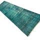 Distressed Turkish Narrow Runner 304 x 76 cm Wool Vintage rug, Overdyed Turquoise