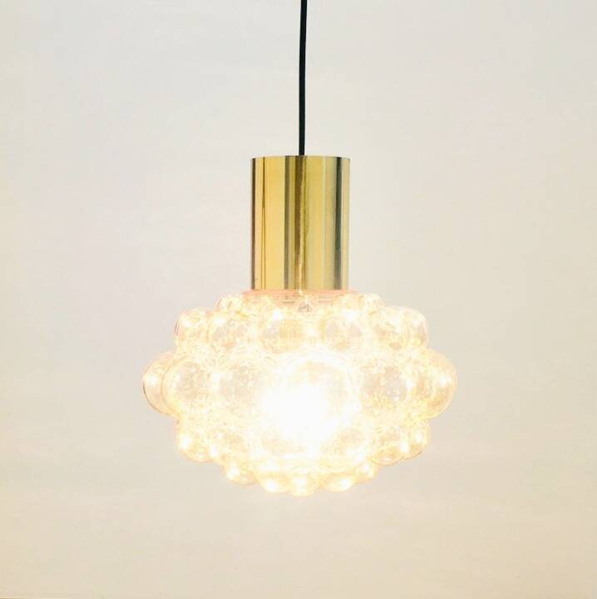 Large Mid-Century Amber Bubble Glass Ceiling Light by Helena Tynell for Limburg, Germany, 1960s