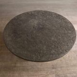 Peter Draenert studios coffee table in fossil stone and oak, Germany 1970s