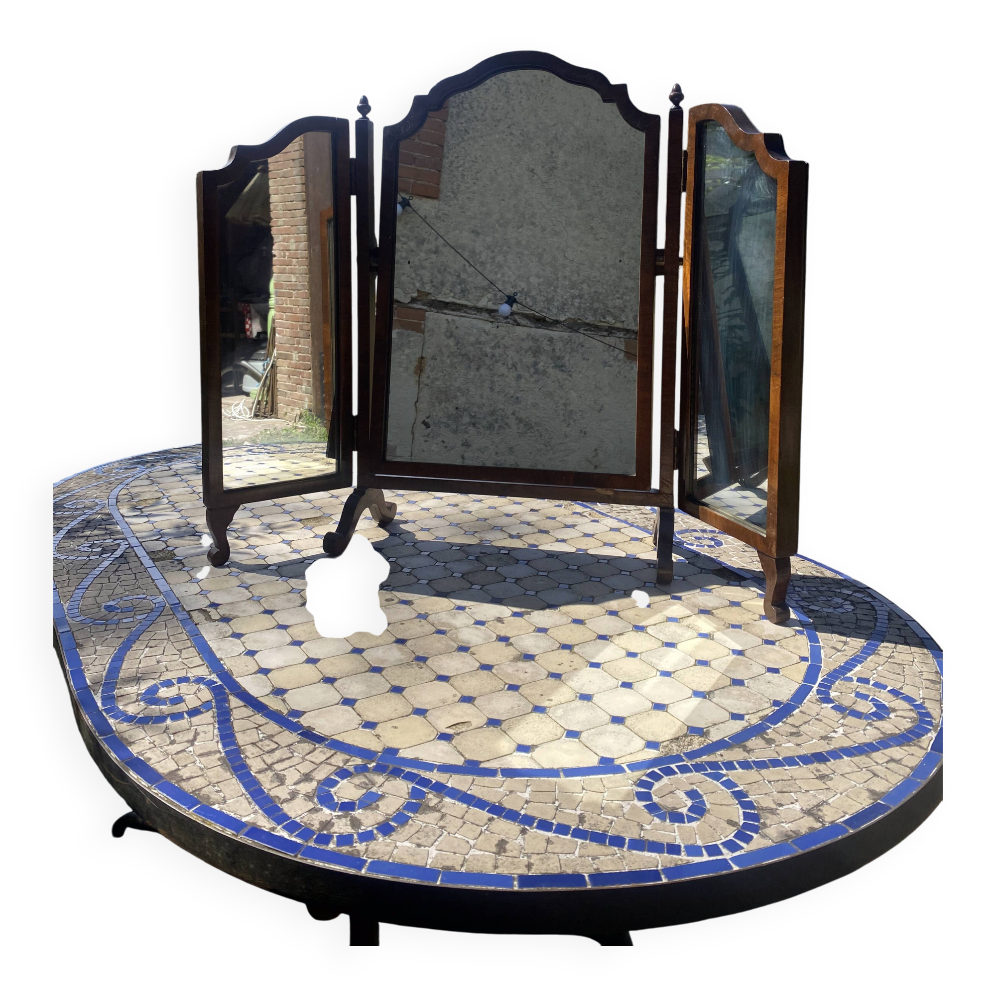 Miroir psyché triptyque en acajou