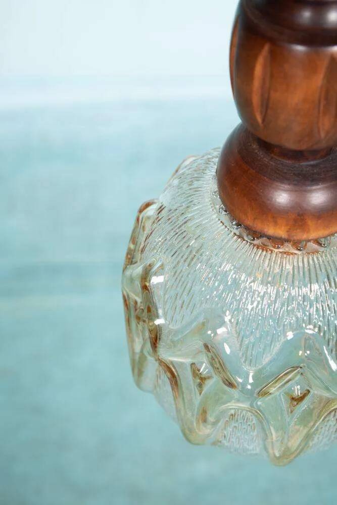 1970s brutalist glass pendant, vintage Swedish pendant.