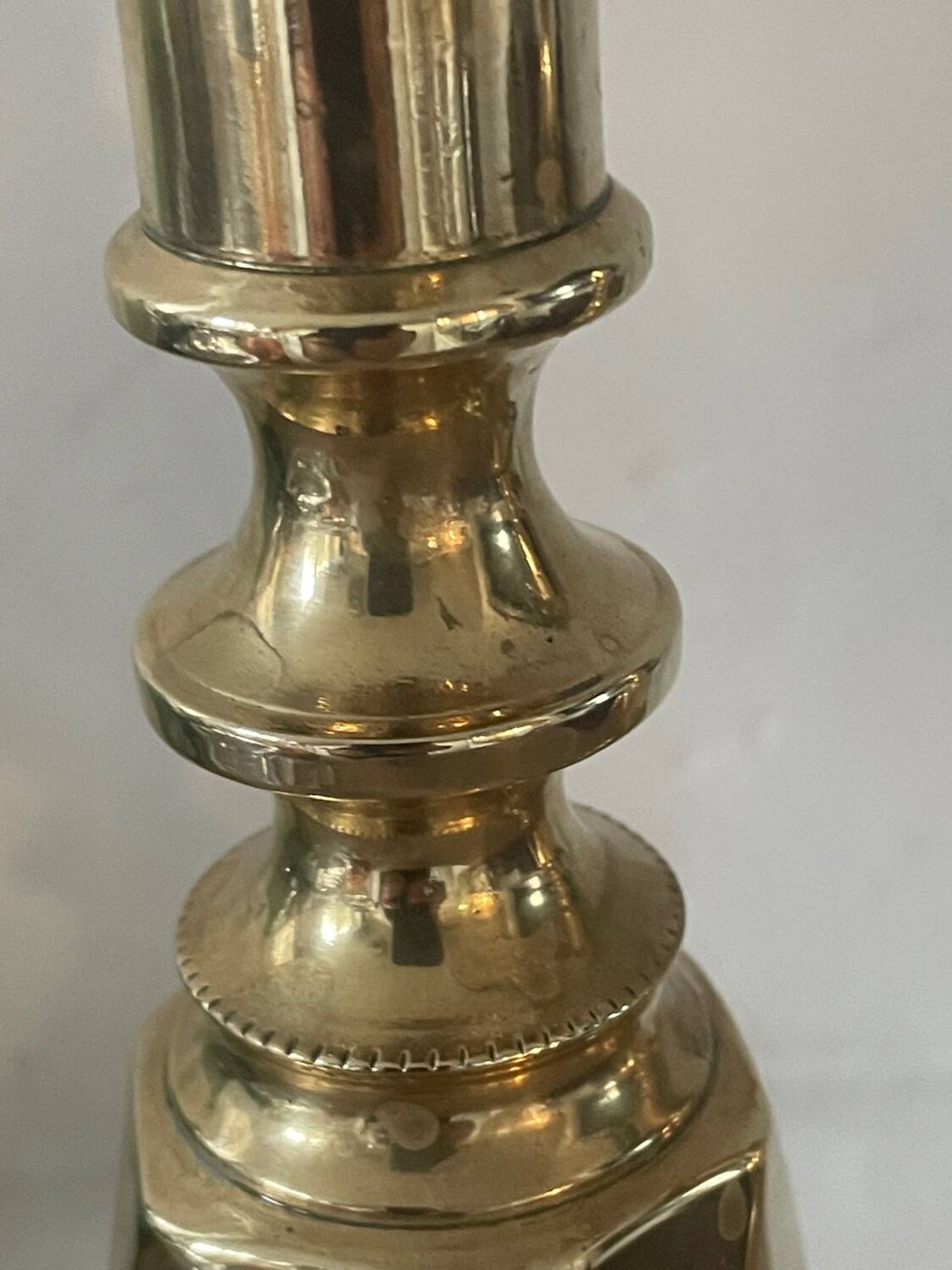 Pair of antique english princess of diamonds brass candlesticks