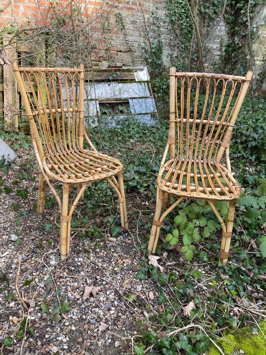 Paire de chaises en rotin