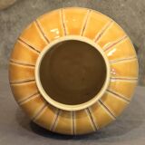 Orange and green ceramic vase with duck motif