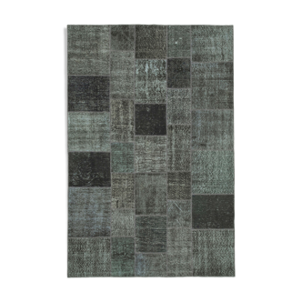 Tapis anatolien contemporain tissé à la main 200 cm x 300 cm tapis patchwork gris