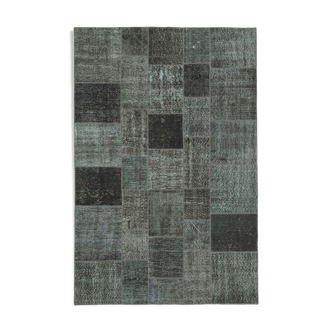 Handwoven Anatolian Contemporary 200 cm x 300 cm Grey Patchwork Carpet