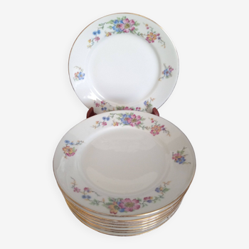 Set of 9 Ets porcelain dessert plates. Blin, late 19th century