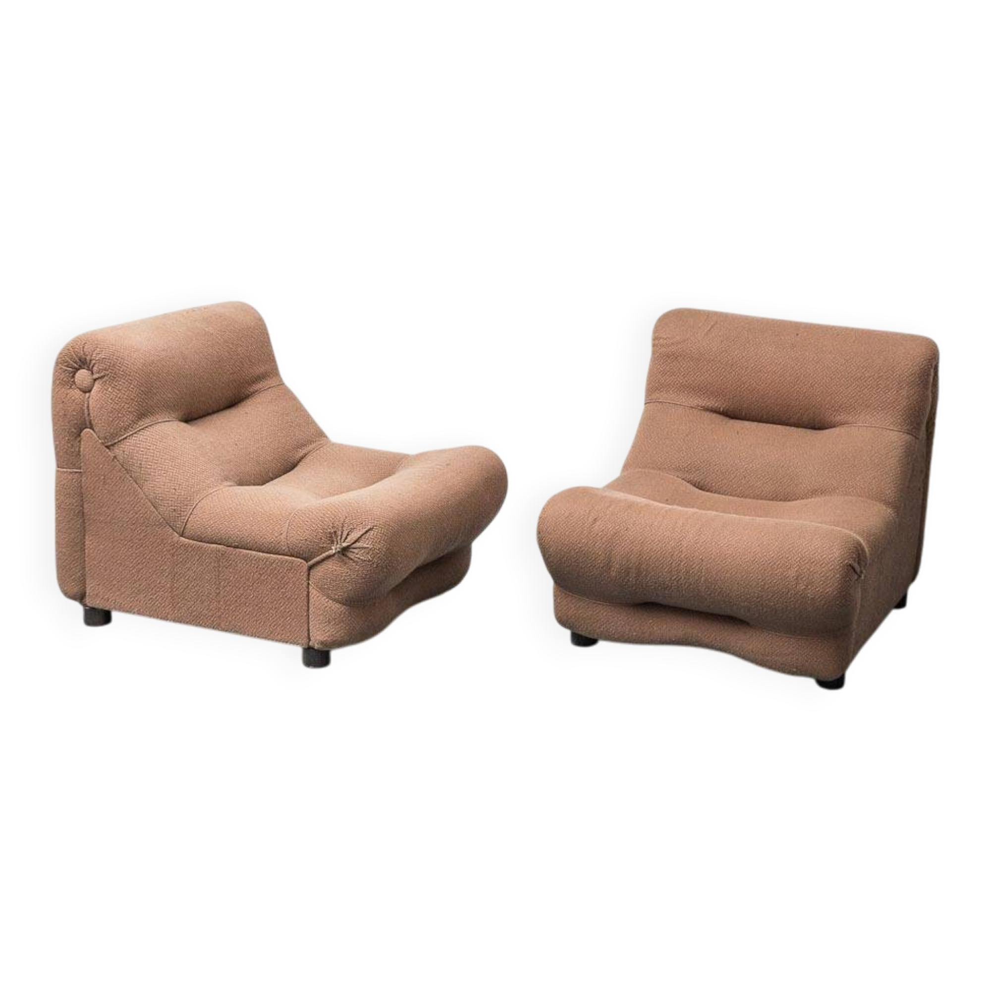Paire de fauteuils Rezia par Emilio Guarnacci pour 1P, modernisme vintage des années 1970.