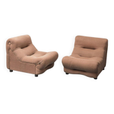 Paire de fauteuils Rezia par Emilio Guarnacci pour 1P, modernisme vintage des années 1970.