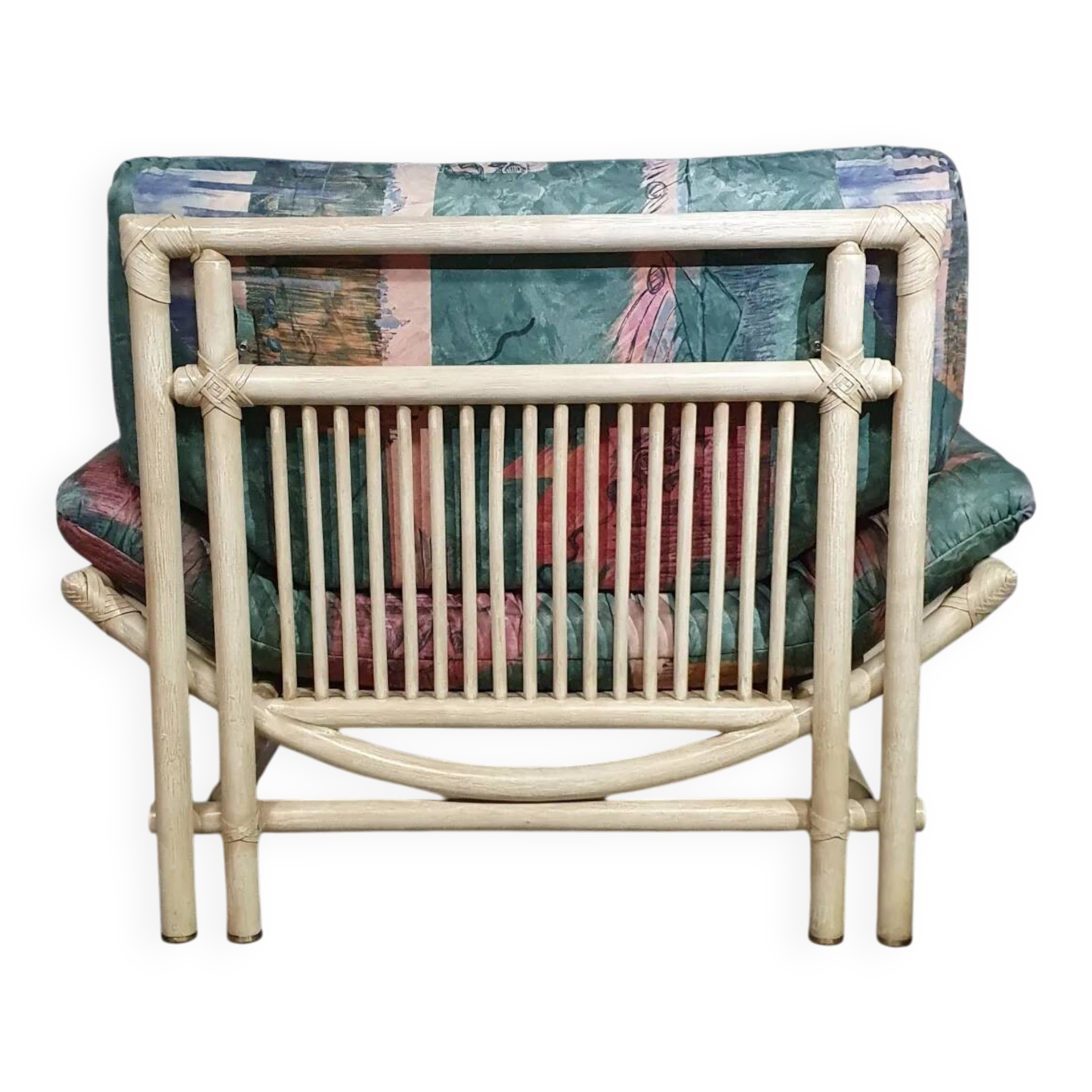 Large bamboo / rattan love seat 80's