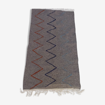 Tapis kilim gris traditionnel fait main  120×70cm